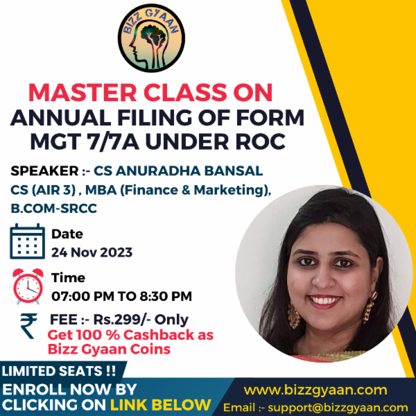 Master Class on Form MGT 7/7A Filing under ROC cover