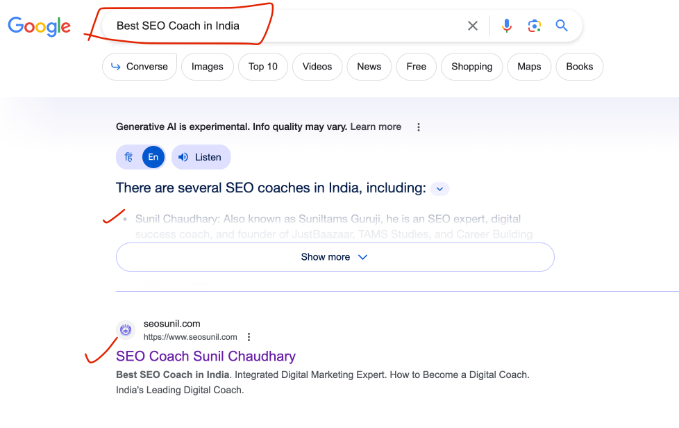 Sunil Chaudhary Best SEO Coach in India World Google Search Results