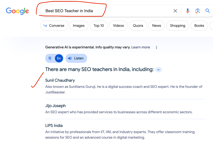 Sunil Chaudhary Best SEO Coach in India World Google Search Results