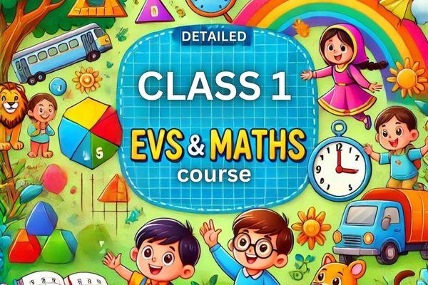 Class 1 EVS & Maths with Worksheets (English) cover