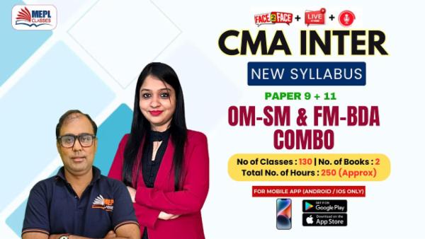 CMA INTER (NEW) - PAPER 9 + 11 - OM-SM & FINANCIAL MANAGEMENT AND BUSINESS DATA ANALYTICS COMBO - FOR MOBILE APP (ANDROID / IOS ONLY) cover