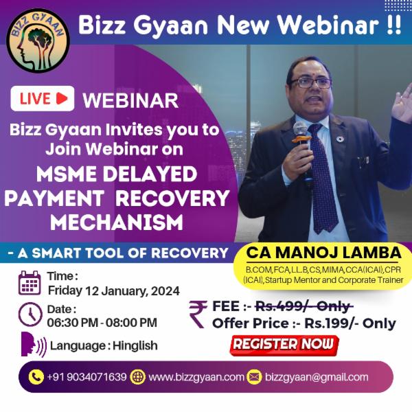 Live Webinar on MSME delayed Payment Recovery Mechanism - A smart tool of Recovery cover