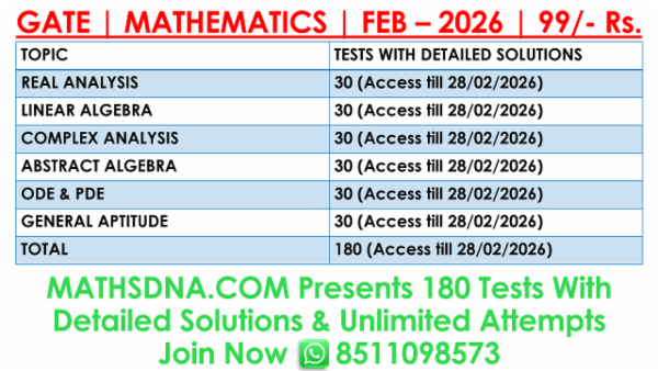 GATE - 2026 | MATHEMATICS | 180 TESTS WITH DETAILED SOLUTIONS. cover