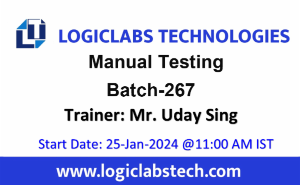Manual Testing by Mr. Uday Sing Batch - 267 cover