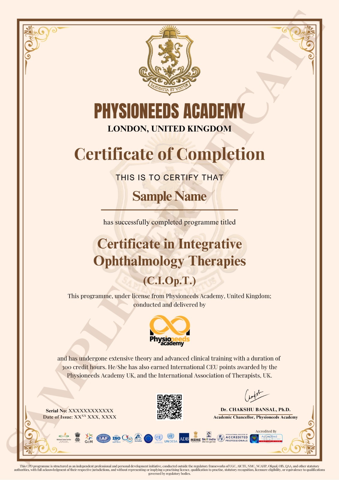 CIOPT integrative ophthalmology therapies certification