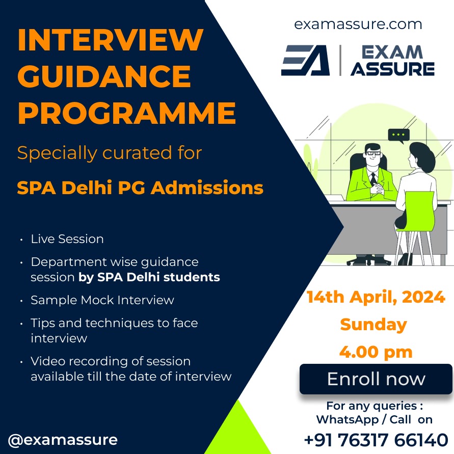 Interview Guidance Program for SPA Delhi PG Admissions by Exam Assure Classes cover