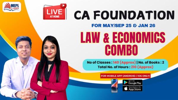 CA FOUNDATION (NEW) - LIVE AT HOME BATCH - LAW & ECONOMICS (COMBO) - FOR MOBILE APP (ANDROID / IOS ONLY) cover