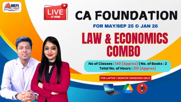 CA FOUNDATION (NEW) - LIVE AT HOME BATCH - LAW & ECONOMICS (COMBO) - FOR LAPTOP/DESKTOP (WINDOWS ONLY) cover