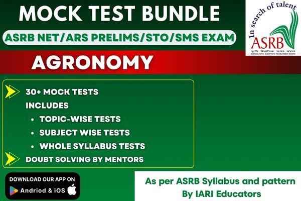 Agronomy Paid Mock Test Bundle for ASRB-NET/ARS PRELIMS/SMS/STO 2025 cover