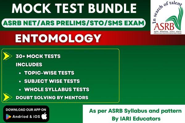 Entomology Paid Mock Test Bundle for ASRB-NET/ARS PRELIMS/SMS/STO 2025 cover