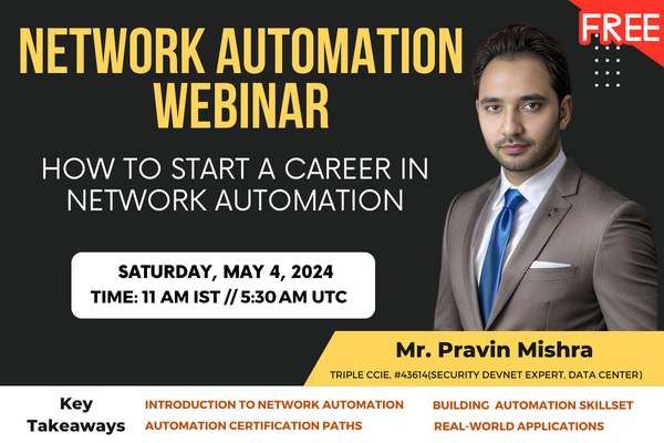 Network Automation Webinar. How to Start a career in Network Automation. cover