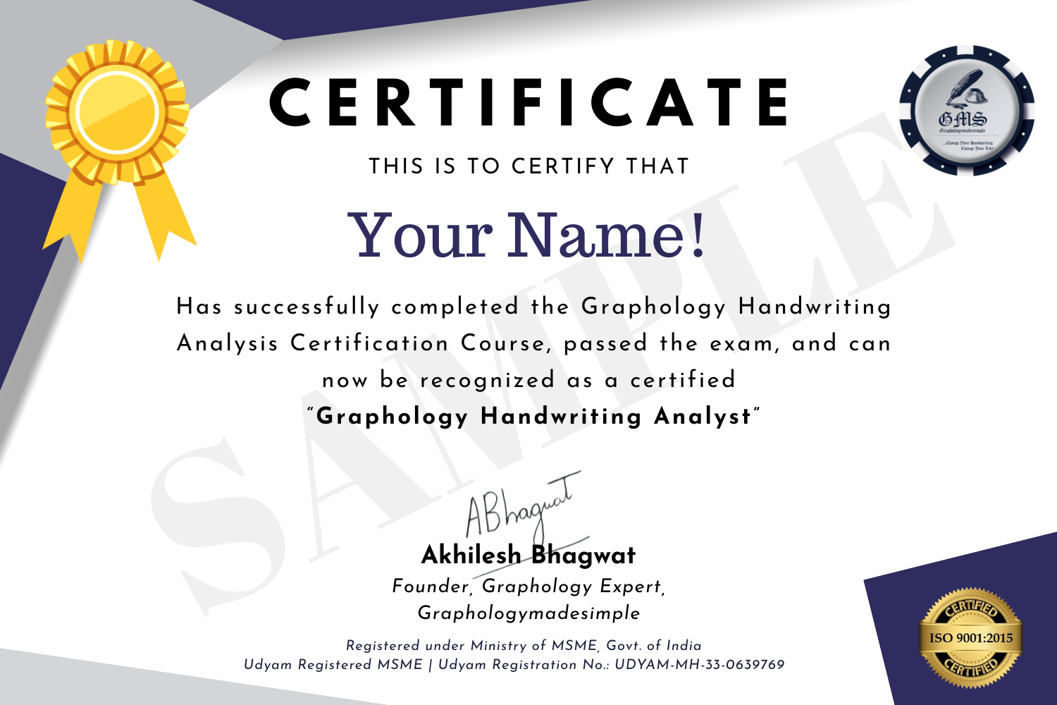 Graphology Handwriting Analysis Course Certificate