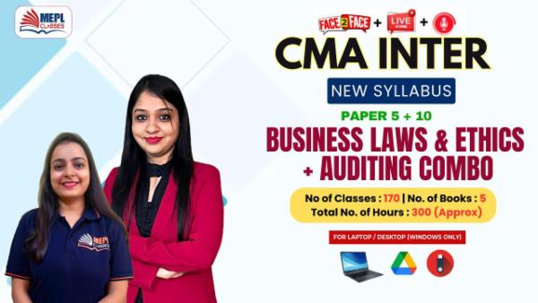 CMA INTER - NEW SYLLABUS - BUSINESS LAWS & ETHICS + AUDITING COMBO - FOR LAPTOP/DESKTOP (WINDOWS ONLY) cover