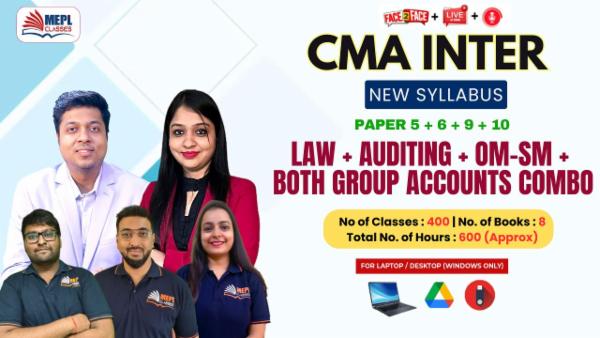 CMA INTER - NEW SYLLABUS - BUSINESS LAWS & ETHICS + BOTH GROUP ACCOUNTS + OM-SM + AUDITING COMBO - FOR LAPTOP/DESKTOP (WINDOWS ONLY) cover