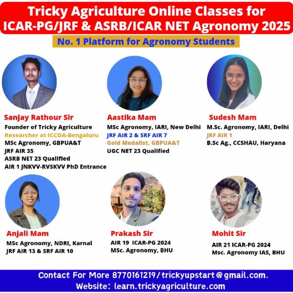 ICAR-PG/JRF Agronomy Online Classes 2025 cover