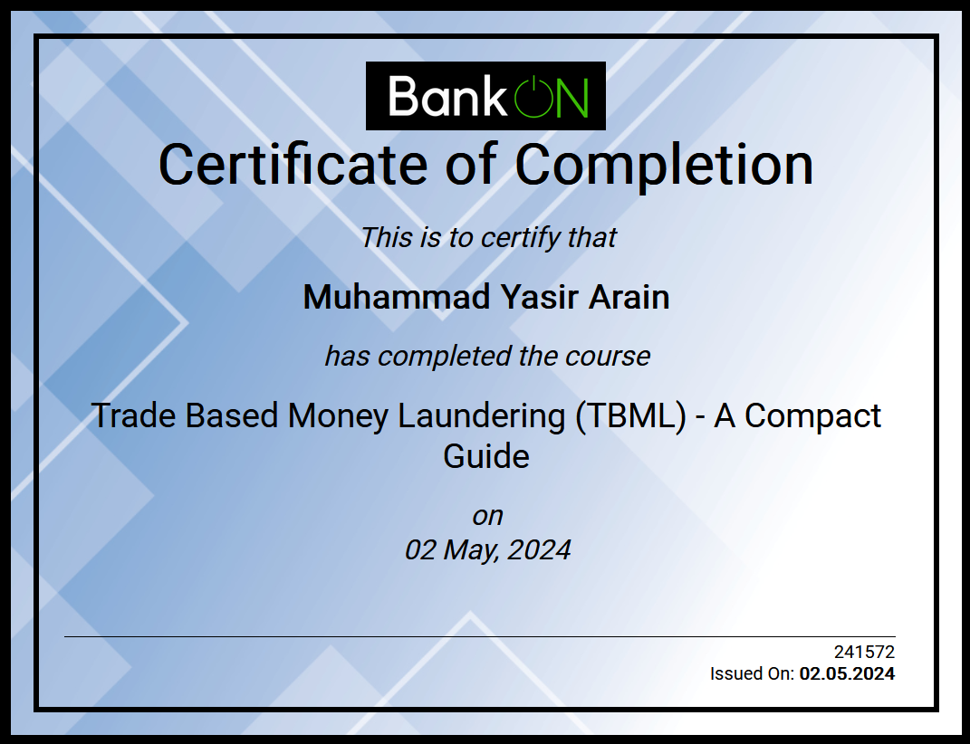 trade based money laundering course certificate