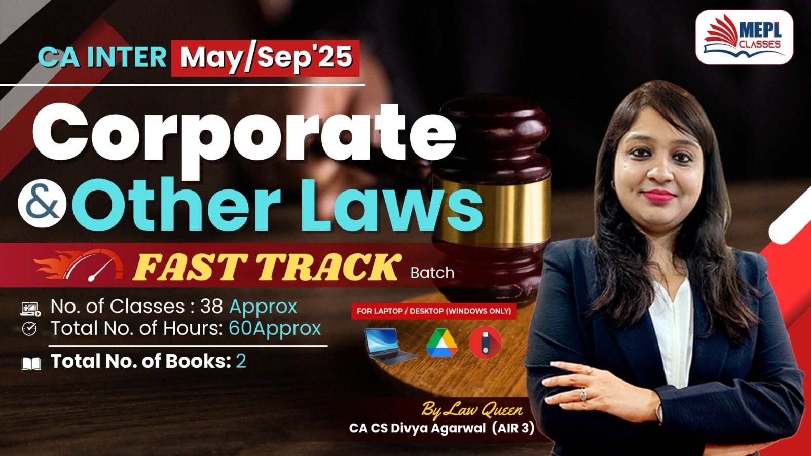 CA INTER - CORPORATE & OTHER LAWS - FAST TRACK BATCH - FOR LAPTOP/DESKTOP (WINDOWS ONLY) cover