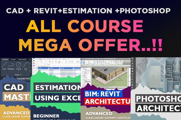 Mega Course Bundle ( CAD + REVIT + ESTIMATE + PHOTOSHOP ) cover
