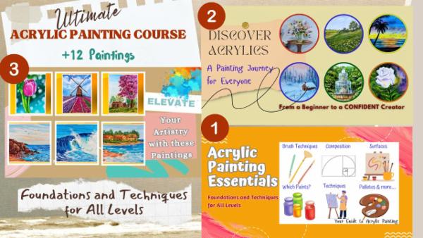 Ultimate Acrylic Painting Course + 6 LIVE Acrylic Painting Recordings cover