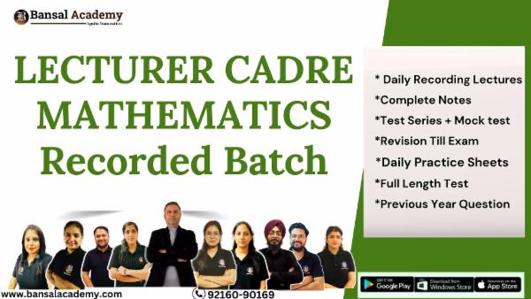 Lecturer Cadre Mathematics Recorded Batch cover