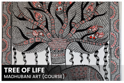 Tree of life in Madhubani style cover