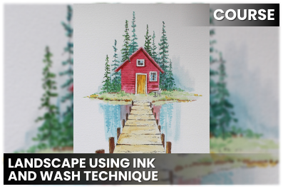 Landscape using Ink and Wash technique. cover