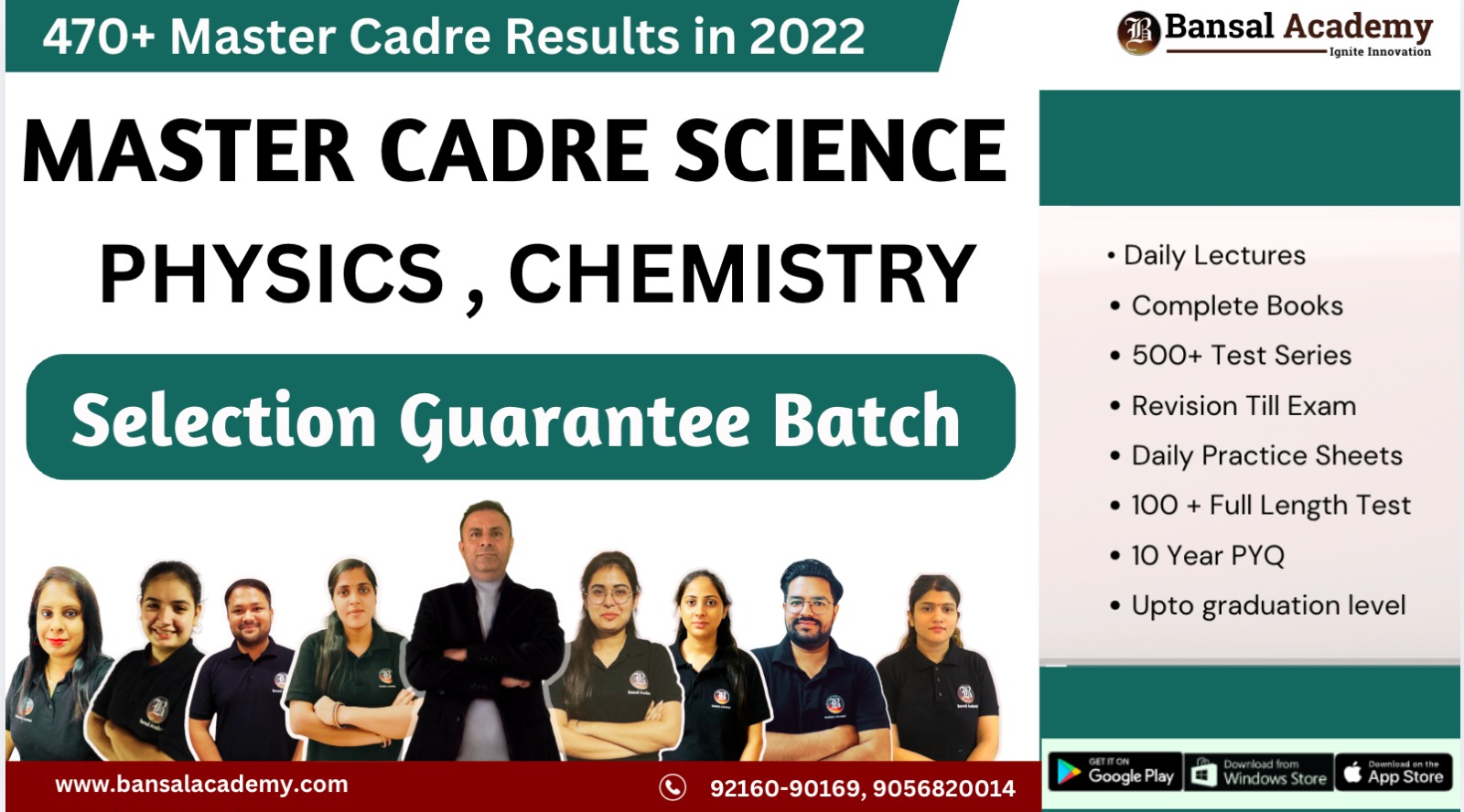 Master Cadre Science Live Physics,Chemistry Premium Selection Guarantee Batch