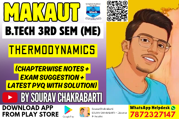 MAKAUT 3RD SEMESTER ME THERMODYNAMICS CHAPTER WISE NOTES+PYQ WITH SOLUTION cover