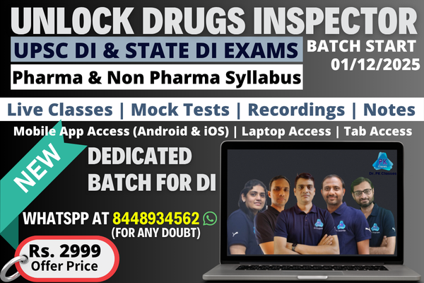 Unlock Drugs Inspector Course Batch (For Central & State DI Exams) | Pharma & Non-Pharma Subjects | 8 Months Validity cover