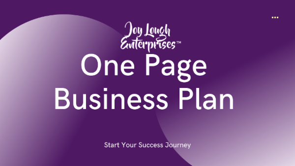 One Page Business Plan cover