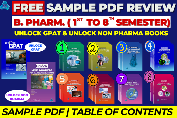 B. Pharm. - All Text Books | Unlock GPAT | Unlock Non Pharma | Free Sample PDF | 1 Unit for All Semester Books cover