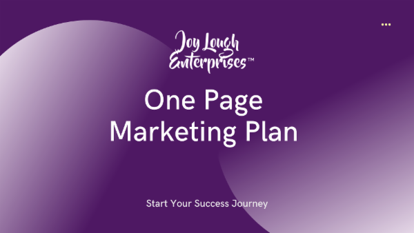 One Page Marketing Plan For Your Business cover
