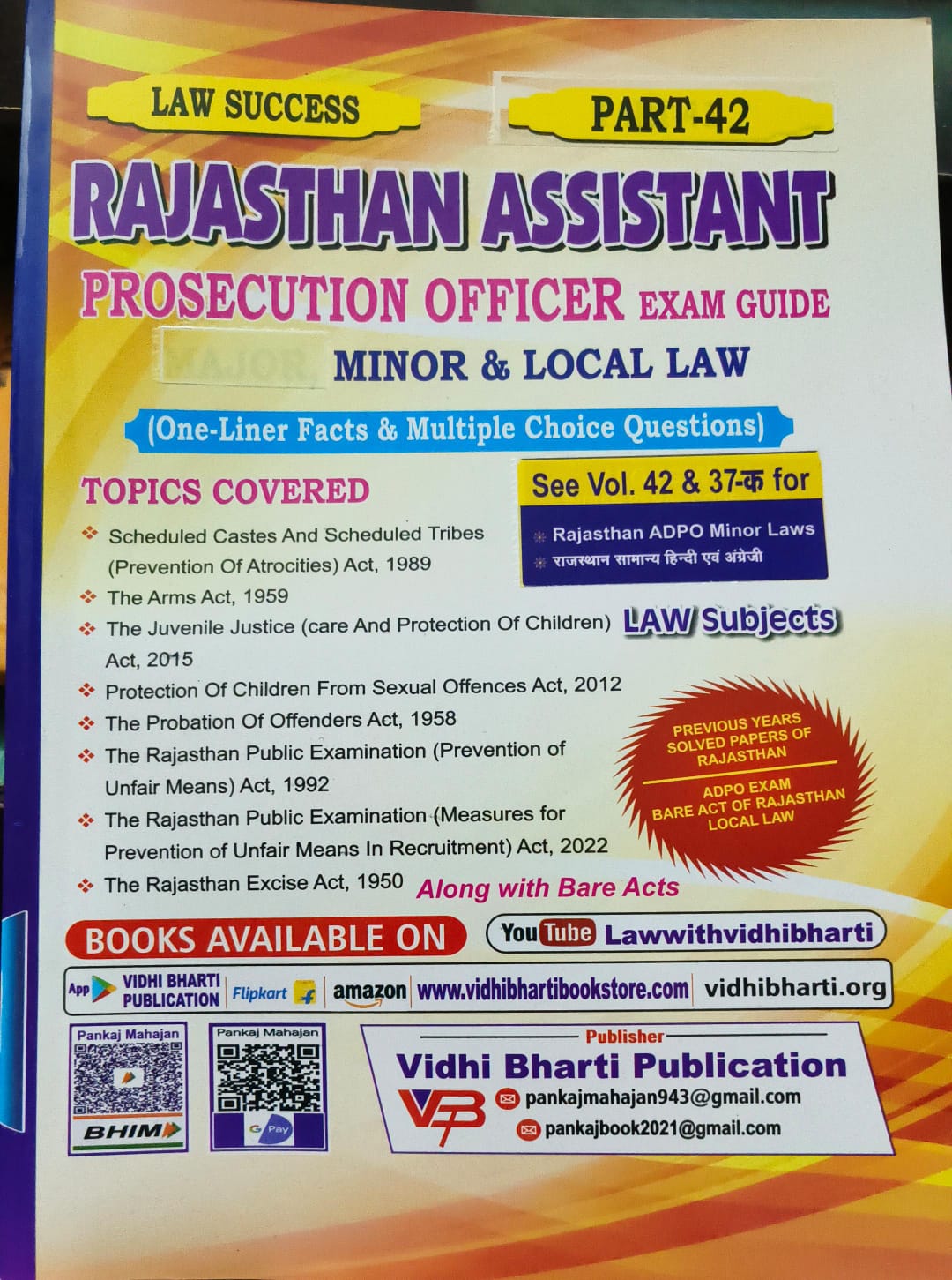 RAJASTHAN ASSISTANT PROSECUTION OFFICER & LOCAL EXAM GUIDE [ MINOR & LOCAL LAW ] cover