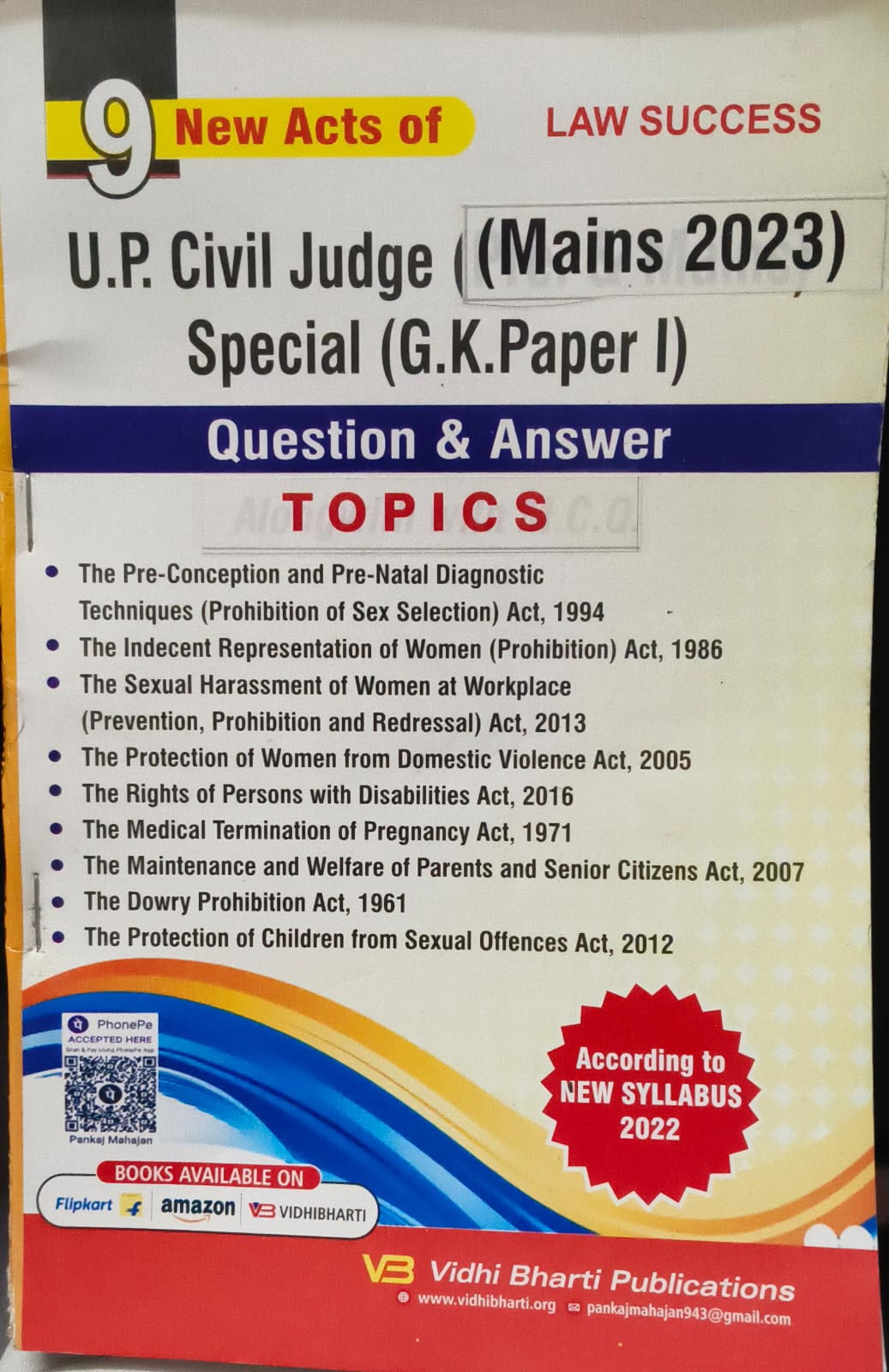 9NEW ACTS OF [ U.P CIVIL JUDGE SPECIAL (G.K . PAPER -1 ) cover