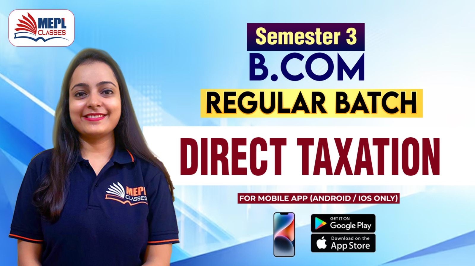 B.COM - SEMESTER 3 - REGULAR BATCH - DIRECT TAX - FOR MOBILE APP (ANDROID/IOS ONLY) cover