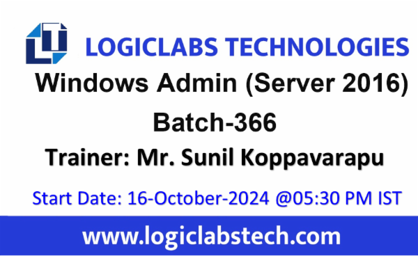 Windows Administration (Server 2016) By Mr. Sunil Koppavarapu -Batch -366 cover