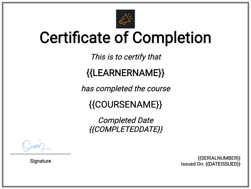 Certificate of Completion