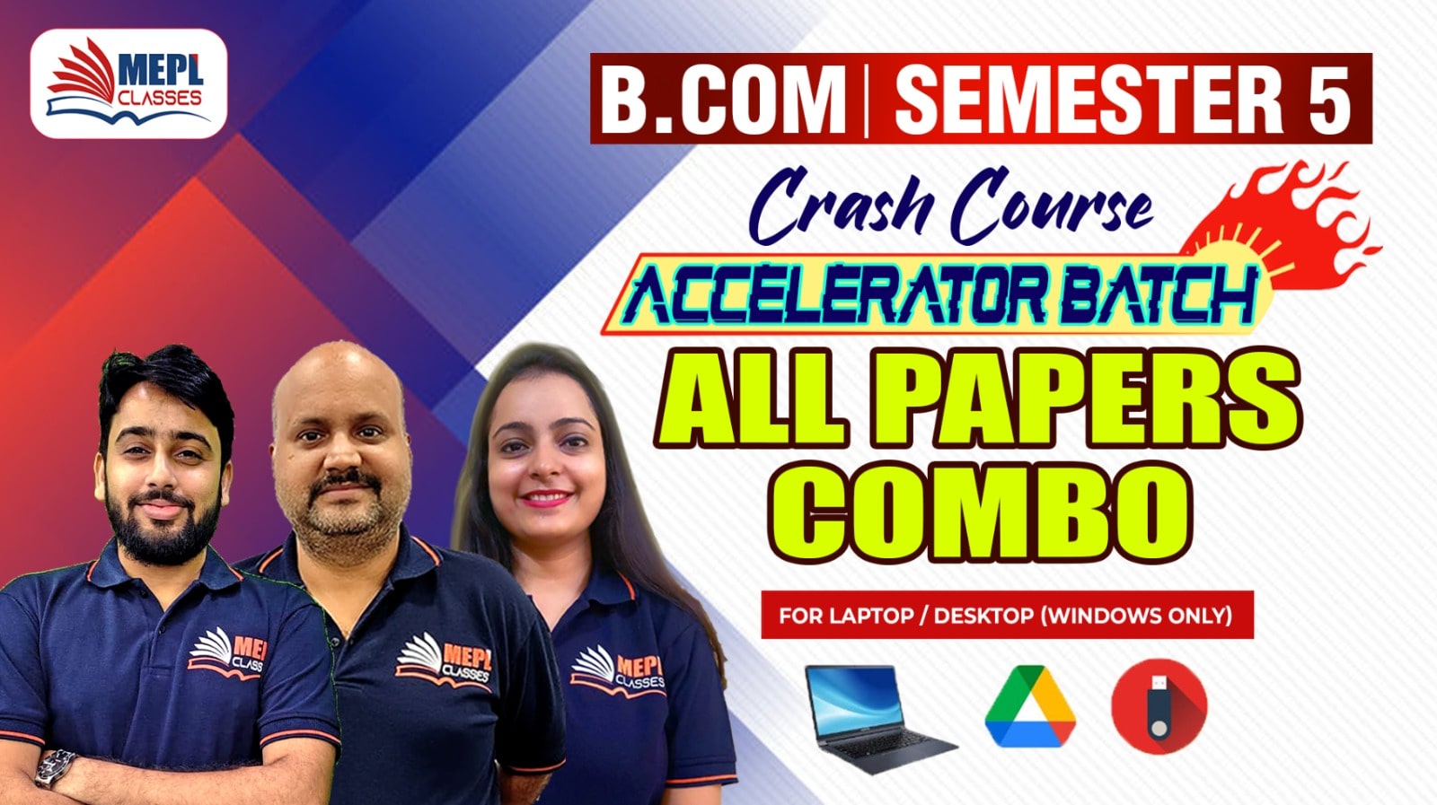 B.COM - SEMESTER 5 REGULAR - ACCELERATOR BATCH - ALL SUBJECTS COMBO (CRASH COURSE) - FOR LAPTOP/DESKTOP (WINDOWS ONLY) cover