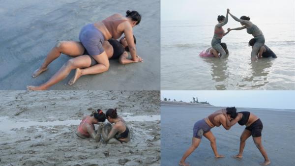 Beach combo of two matches ( Friends turned foes + a beach tussle ) cover