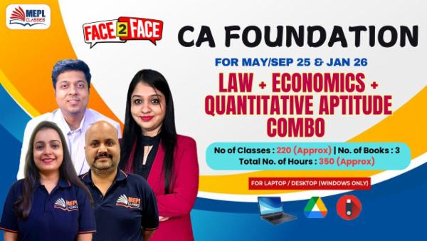 CA FOUNDATION (NEW) - FACE TO FACE BATCH - BUSINESS LAWS + BUSINESS ECONOMICS & QUANTITATIVE APTITUDE COMBO - FOR LAPTOP/DESKTOP (WINDOWS ONLY) cover