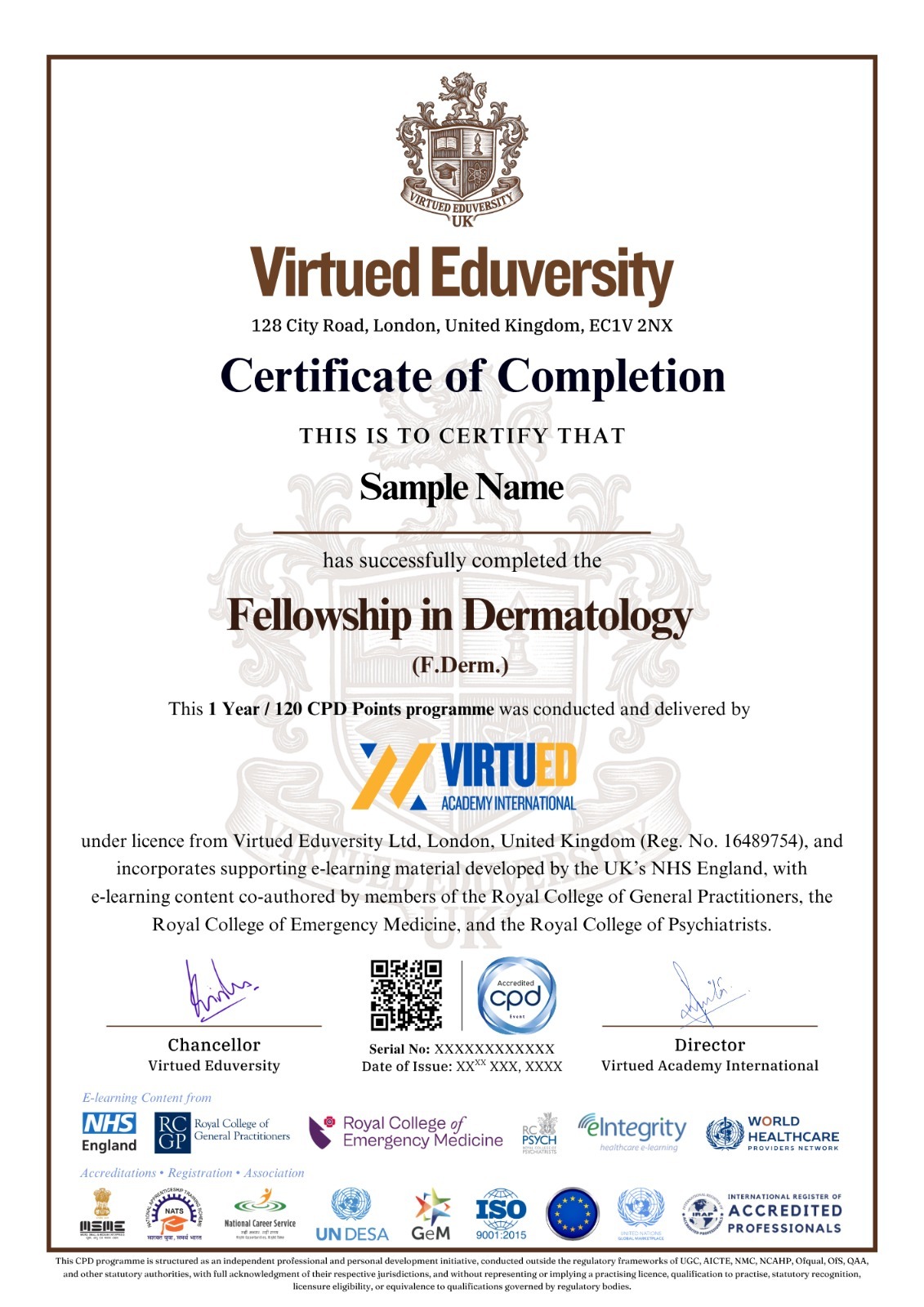 Fellowship in Dermatology certificate 1
