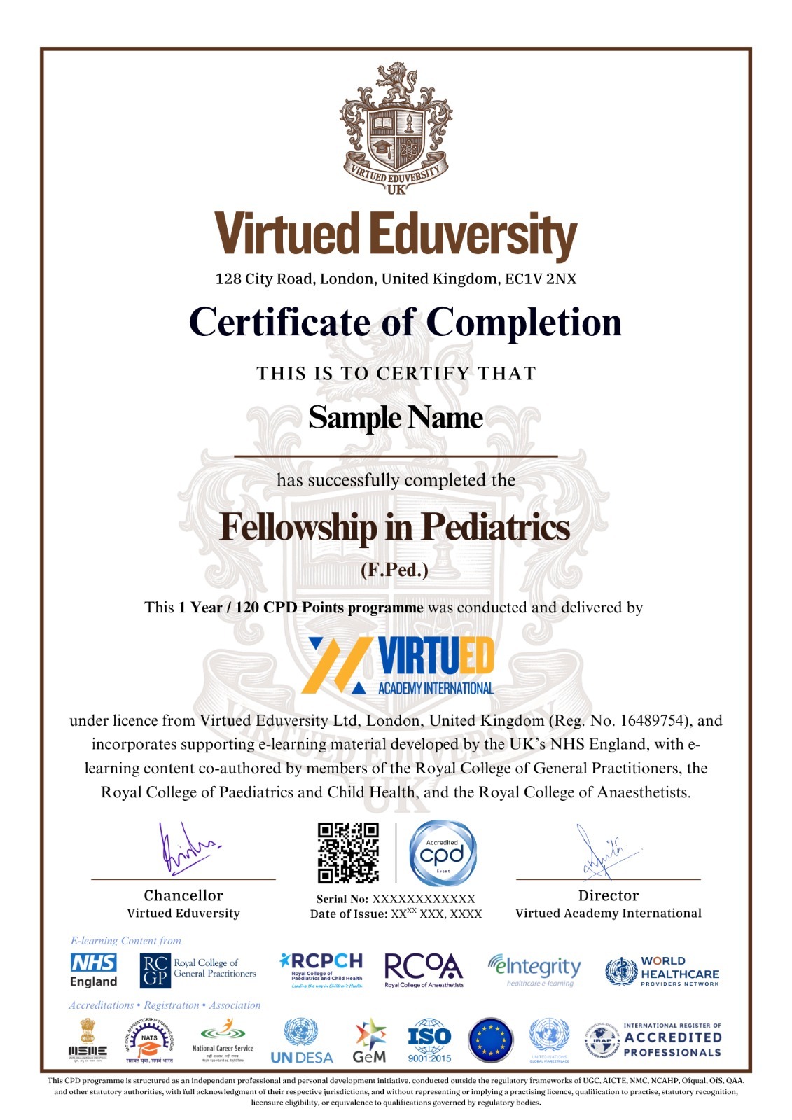 Fellowship in Pediatrics certificate 1