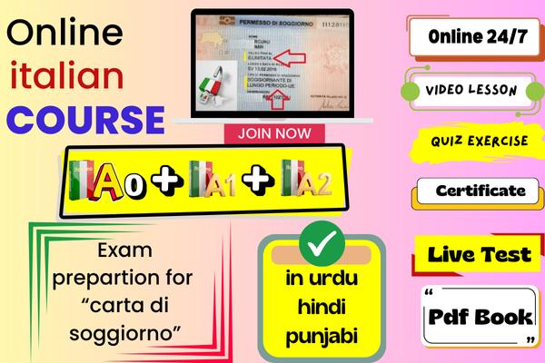 Learn italian (A0 to A2 per carta di soggiorno) cover