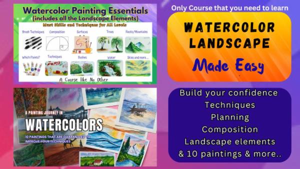 Watercolor Landscape Made Easy + 10 Paintings cover