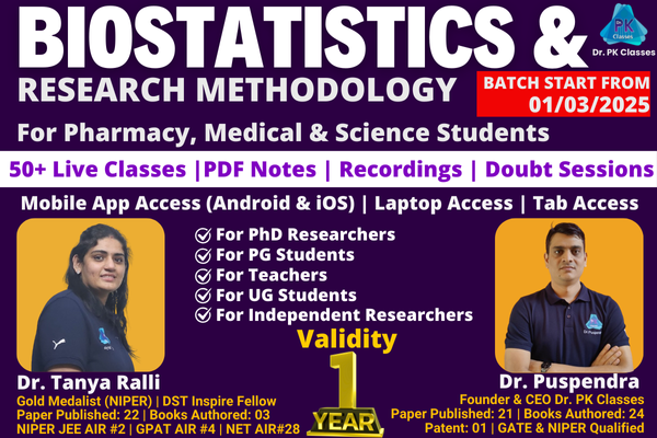 Biostatistics & Reseach Methodology | For Pharmacy, Medical & Science Students | by Dr. Tanya Ralli cover