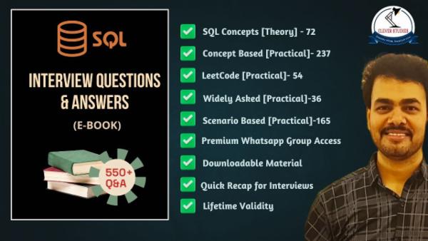 SQL Interview Questions & Answers (550+)-eBook cover