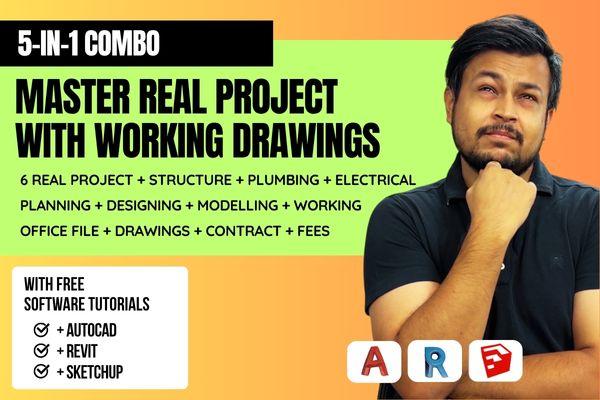 Work Ready Architect Combo: Real Project, All Working Drawings, CAD, Revit & SketchUp (5-in1 Combo) cover