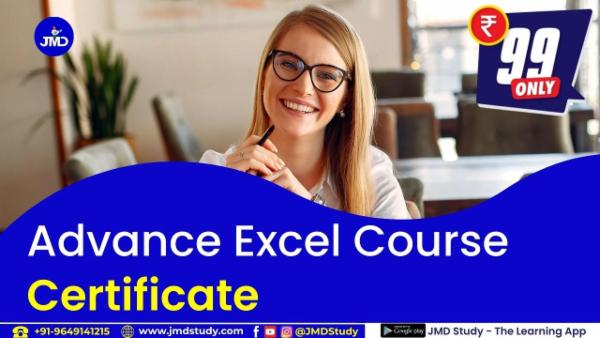 Advance Excel Certificate cover