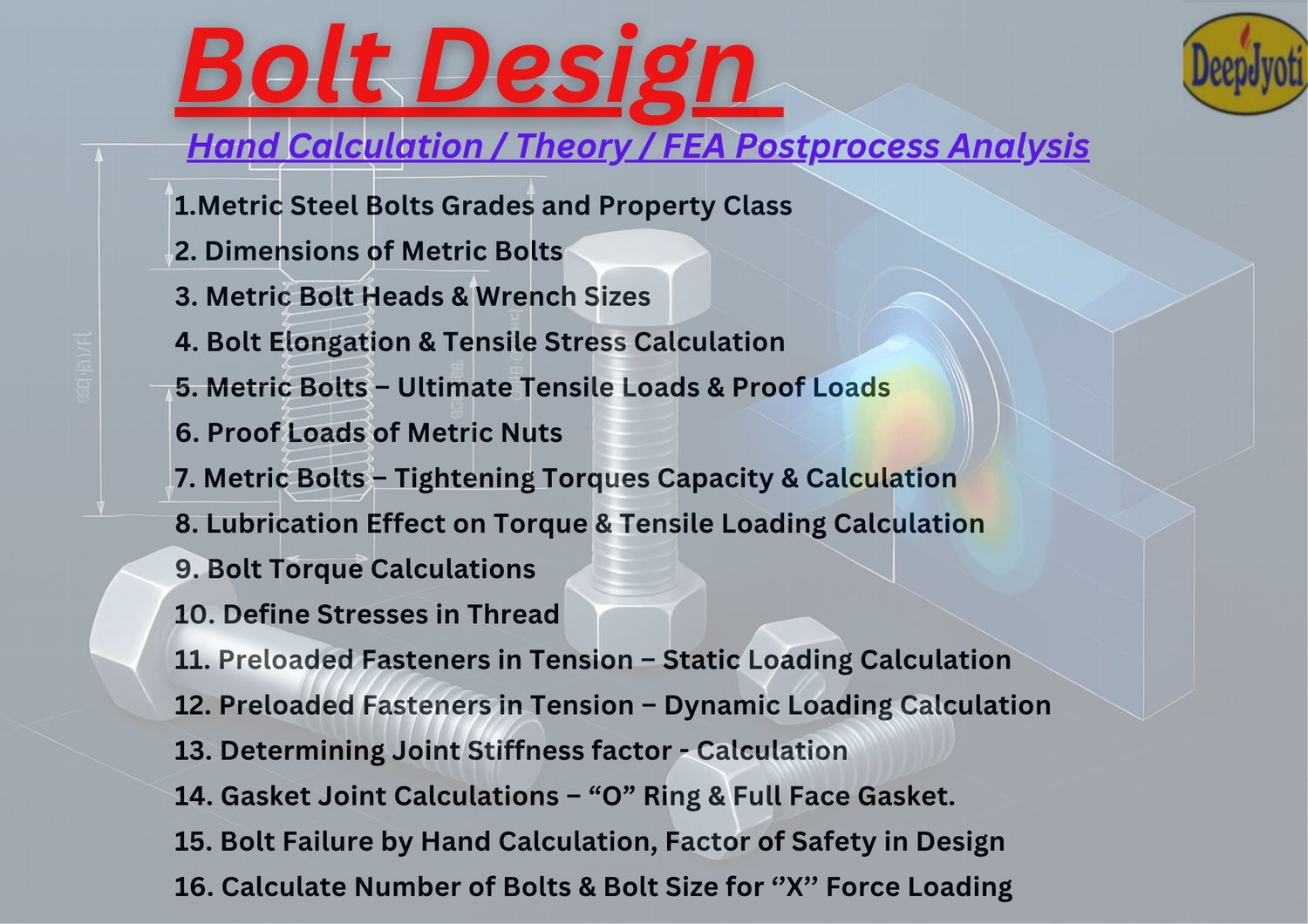 Master Bolt Design | Hand Calculations + FEA Analysis | Engineering Course for Mechanical & Structural Engineers cover