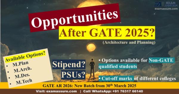 Opportunities after GATE AR 2025 Exam? Colleges, Courses, Cutoffs, Stipend in Architecture and Planning by Exam Assure Classes cover